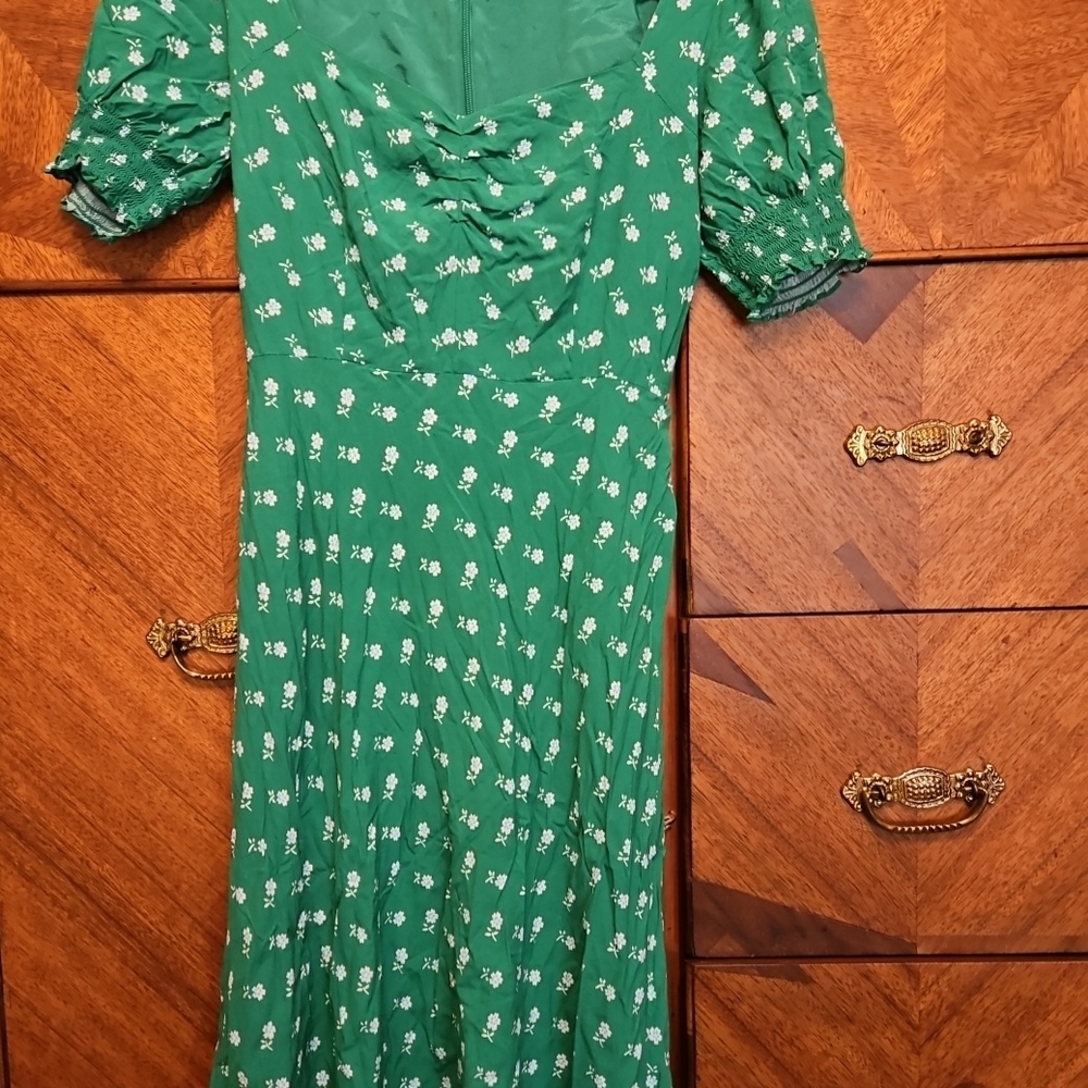 J. Crew Milkmaid  Green Floral Dress